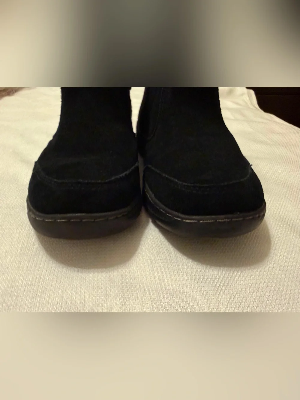 KHOMBU Size 9 M Black Suede GRACIE Faux Fur Trim Lined Side Zip Ankle Boots